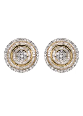 14K Yellow Gold Diamond Baguette Earrings For Men | 0.96 Carats | 3.71 Grams