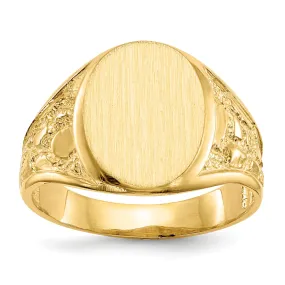 14k Yellow Gold Men's Burnish Signet Ring