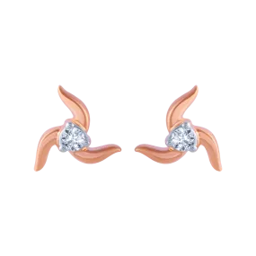 14KT (585) Rose Gold And Diamond Stud Earrings For Women