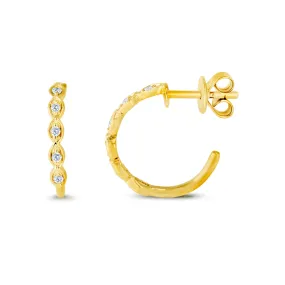 14KY 12D0.15CT,DIAMOND  HOOP WITH POST MARQUIE SHA  (118HP401087Y14DI1)