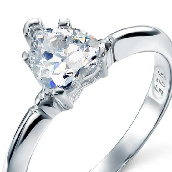 1.5 Carat Heart Cut Created Zirconia Engagement Sterling 925 Silver Ring MJXFR8034