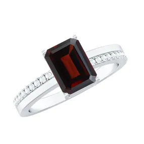 1.75 CT Garnet Two Tone Solitaire Ring with Diamond