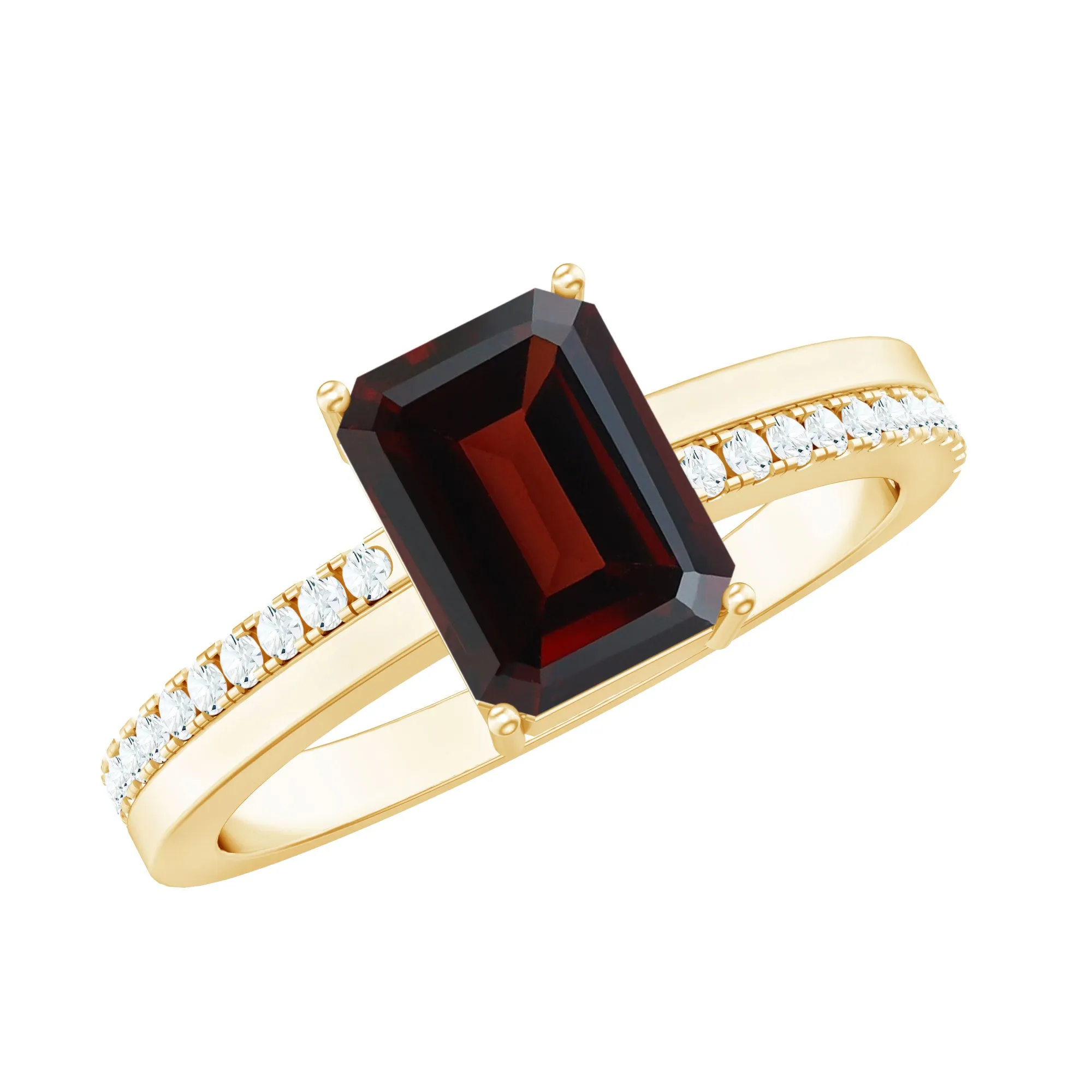 1.75 CT Garnet Two Tone Solitaire Ring with Diamond