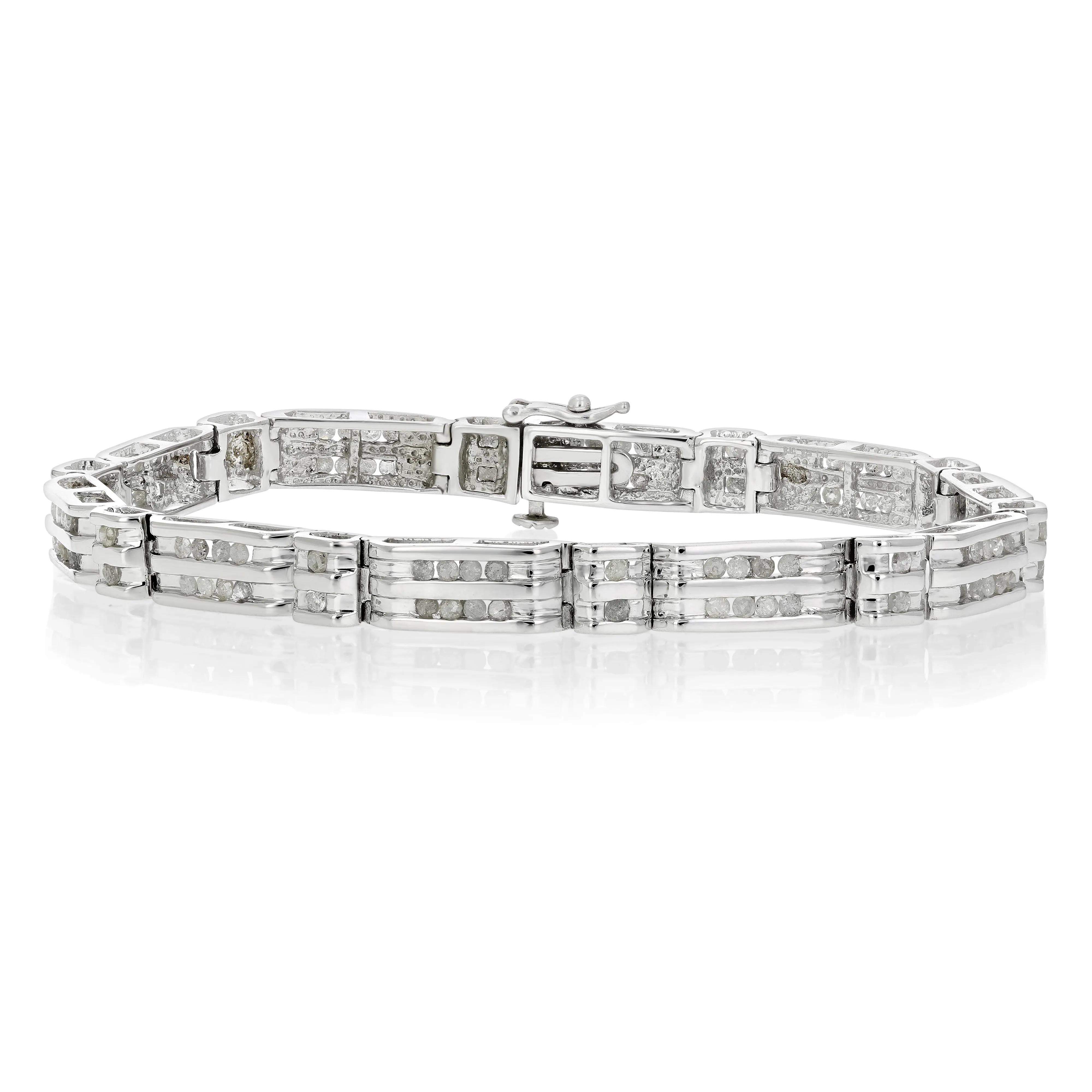 1.75 cttw Men's Diamond Bracelet .925 Sterling Silver With Rhodium 9 Inch 12 Grams