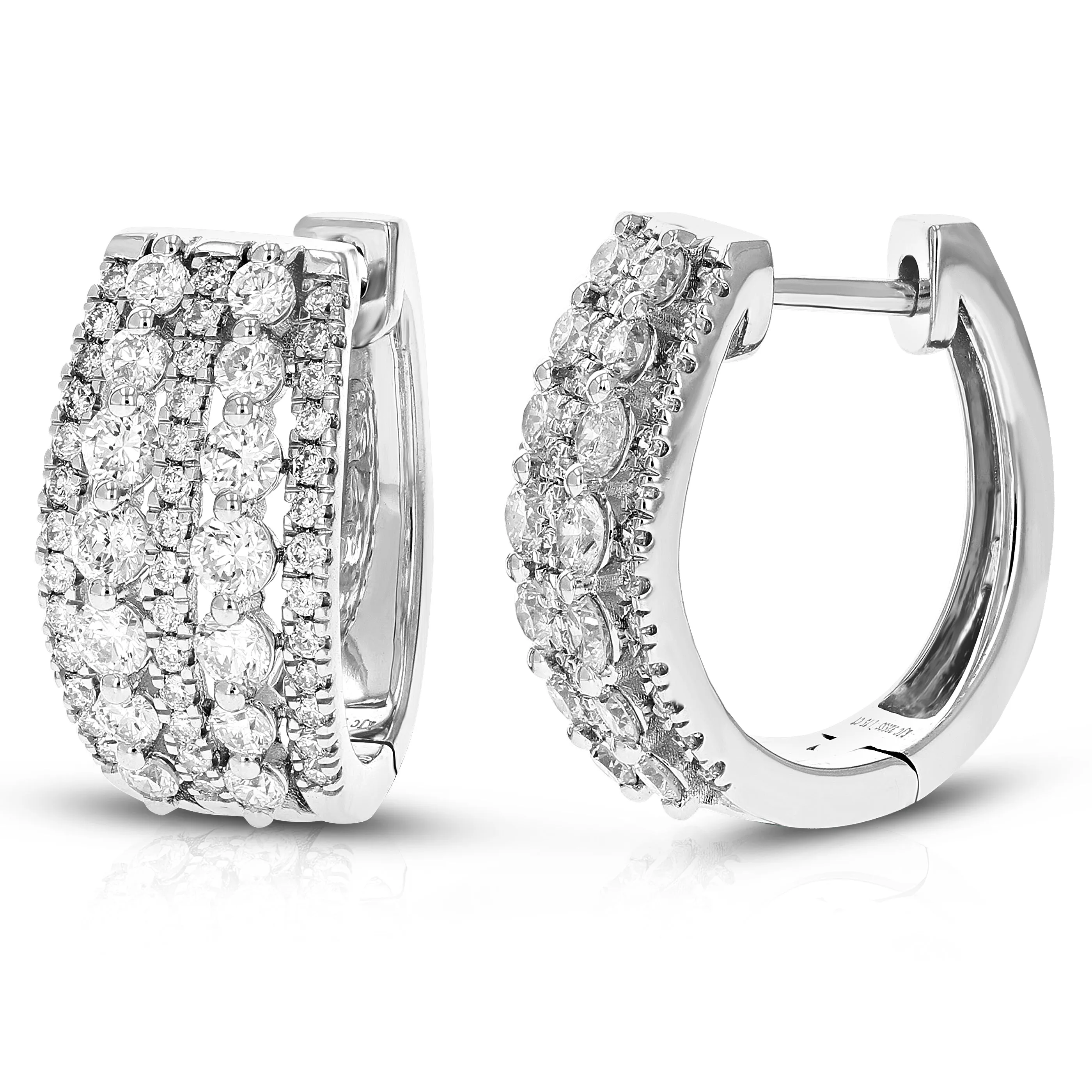 1.75 cttw Round Cut Lab Grown Diamond Hoop Earrings in .925 Sterling Silver Prong Set 2/3 Inch
