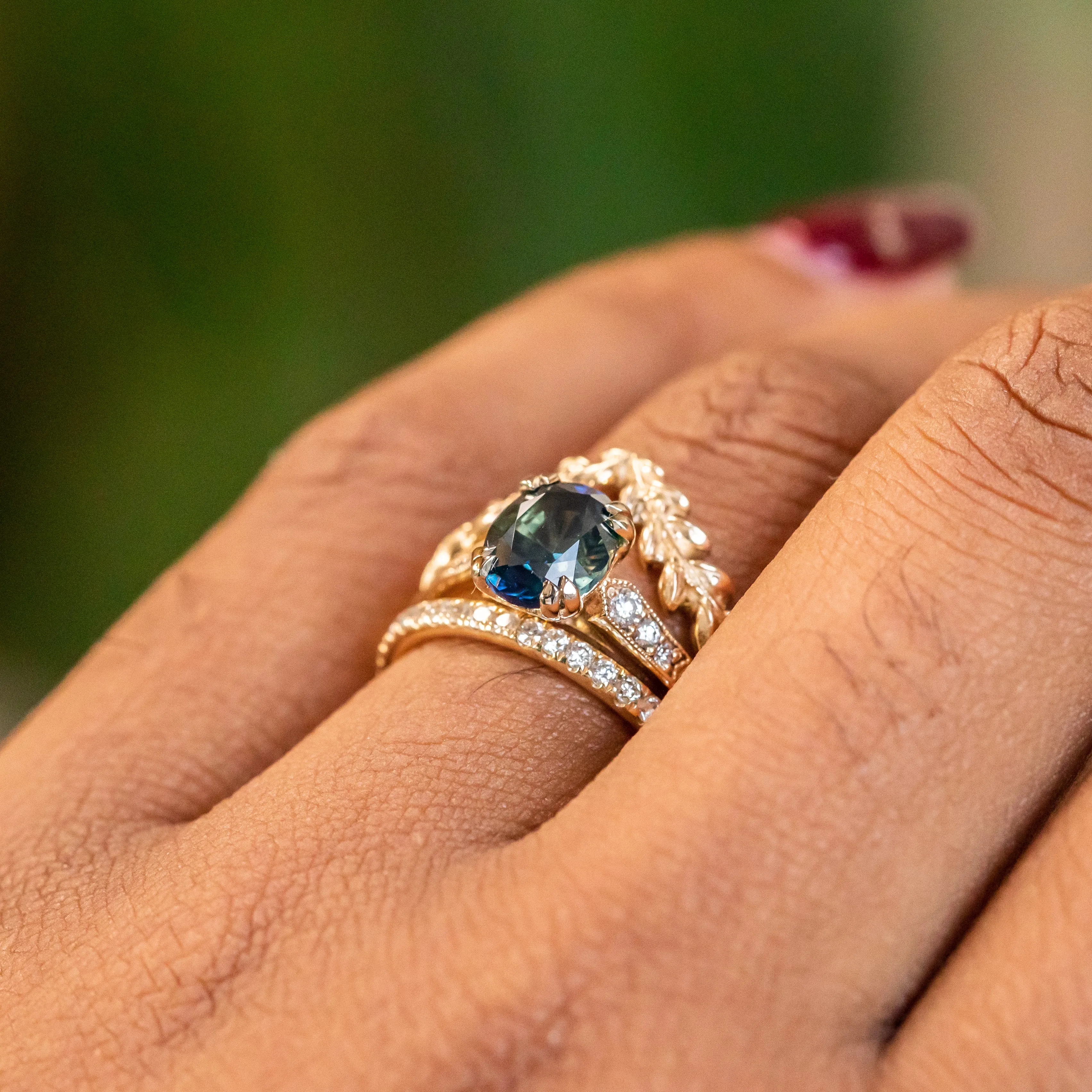 1.88ct Oval Sapphire Double Prong Vintage Cathedral Ring in 14k Yellow Gold