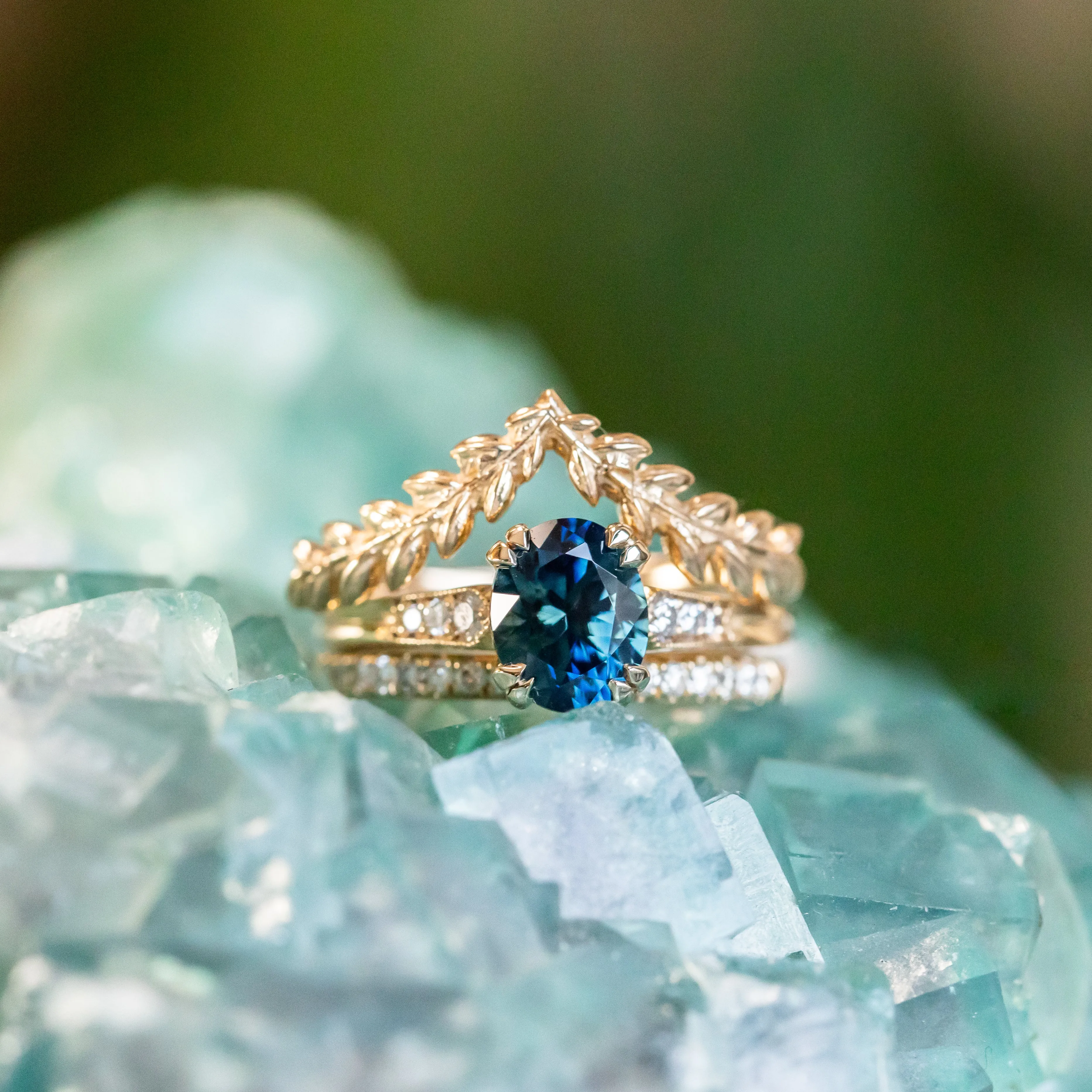 1.88ct Oval Sapphire Double Prong Vintage Cathedral Ring in 14k Yellow Gold