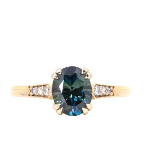 1.88ct Oval Sapphire Double Prong Vintage Cathedral Ring in 14k Yellow Gold