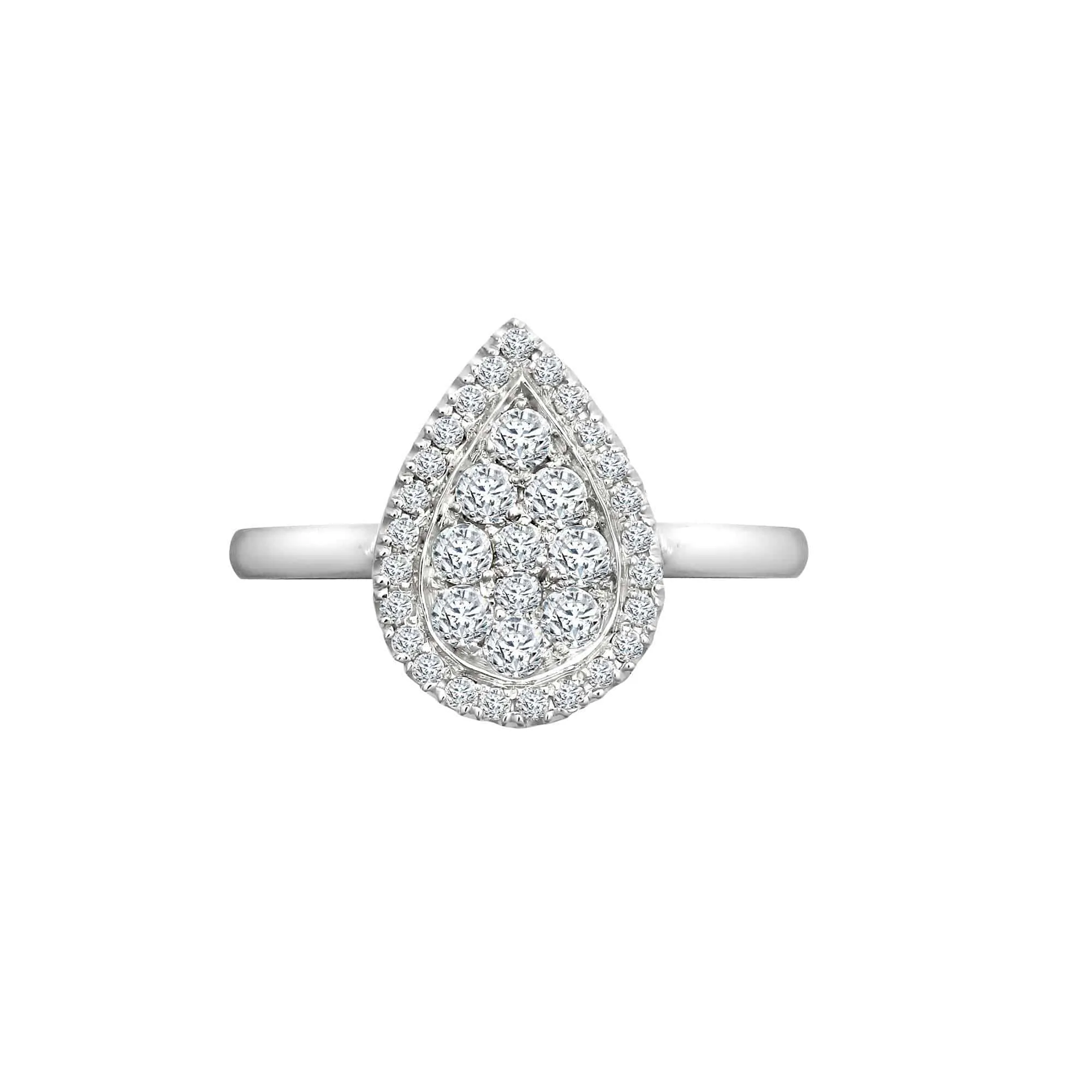 18ct White 0.40ct Dia Cluster Pear Shape Ring