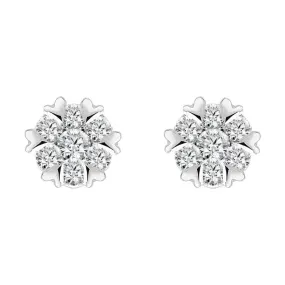 18ct White Gold 0.26ct Diamond Heart Edge Stud Earrings