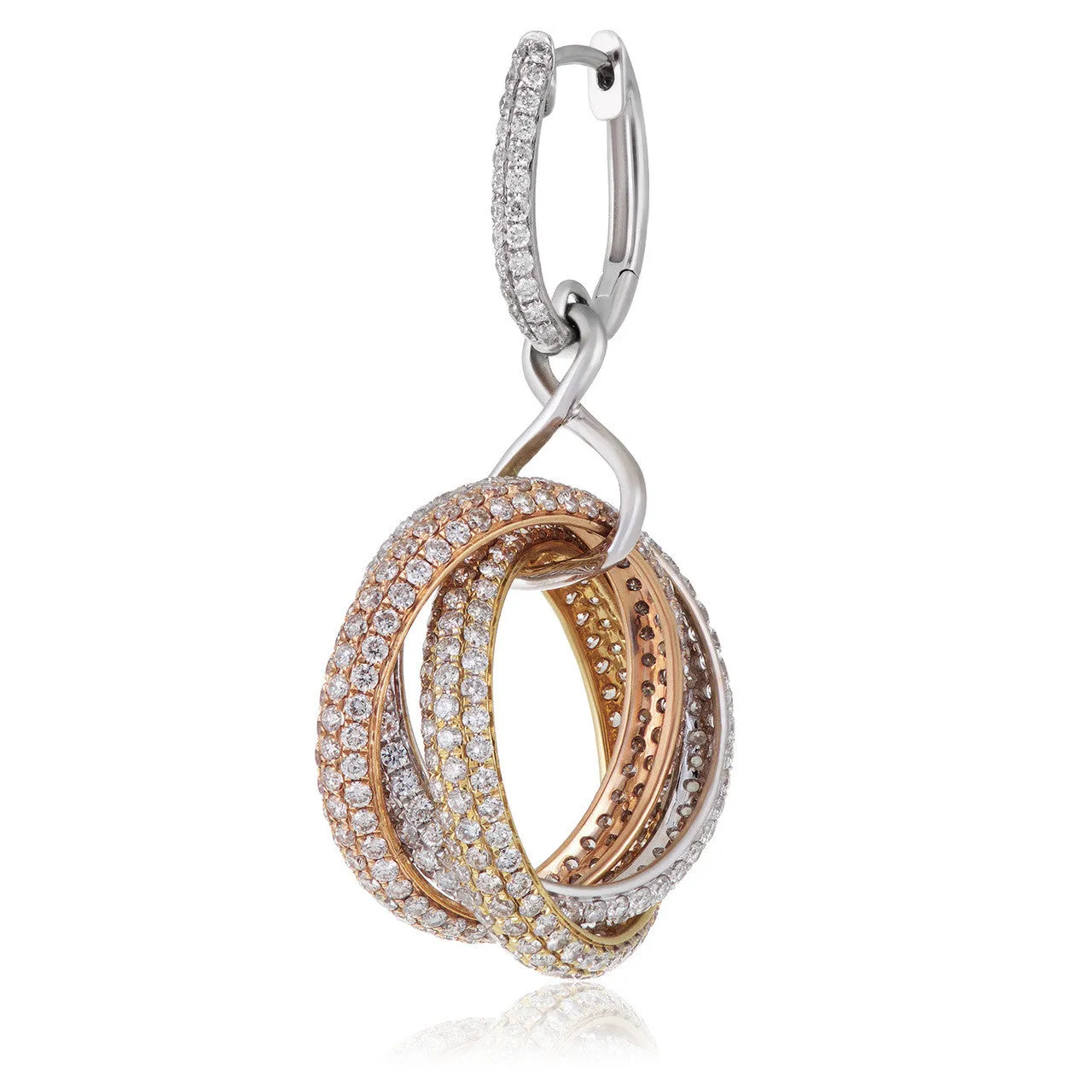 18K Gold Tri-Color 8.75ct Diamond Earrings