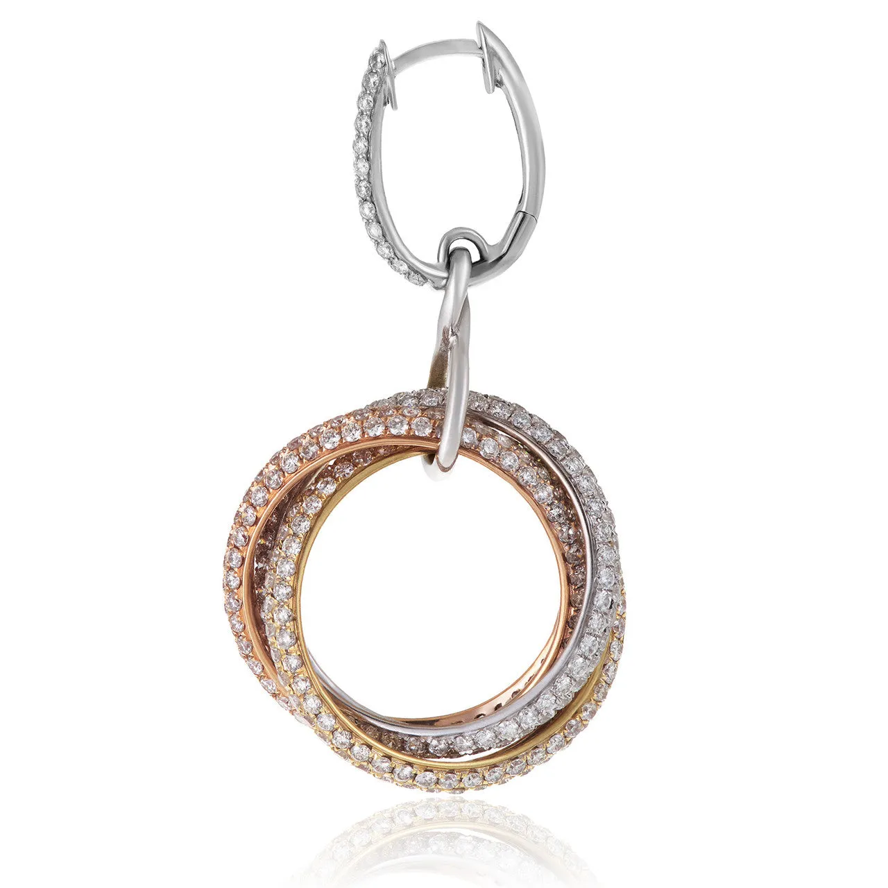 18K Gold Tri-Color 8.75ct Diamond Earrings