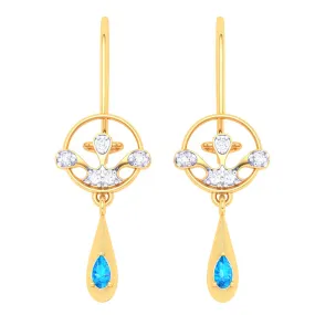 18k Monsoon Attraction Gold Diamond Earrings For Women