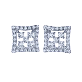 18k Square Diamond Stud Earrings