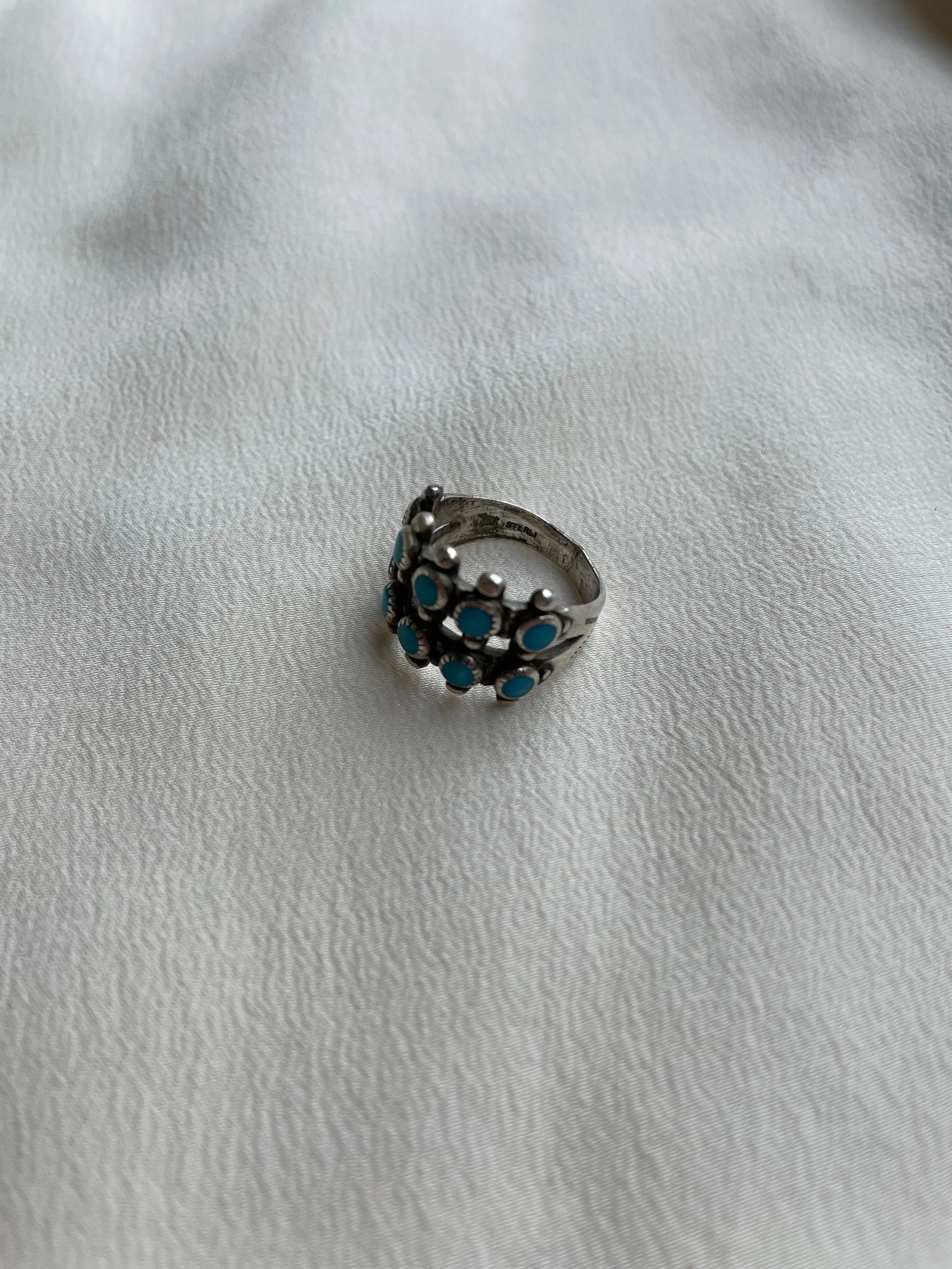 1960s Navajo Turquoise Double Band Silver Ring R121