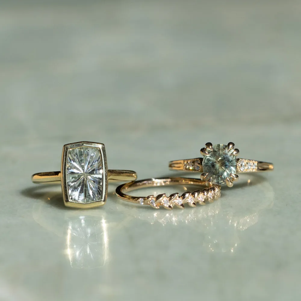 2.59ct Fantasy Cut Untreated Montana Sapphire Contemporary Bezel Set Ring in 18k Yellow