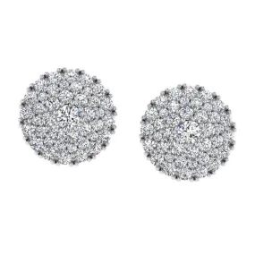 3 Row Halo Diamond Pave Stud Earrings