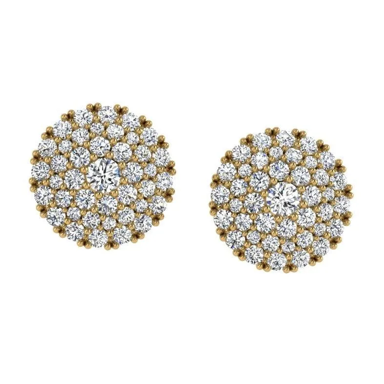 3 Row Halo Diamond Pave Stud Earrings