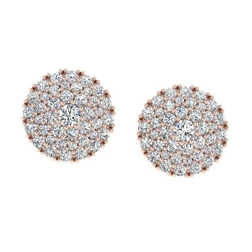 3 Row Halo Diamond Pave Stud Earrings