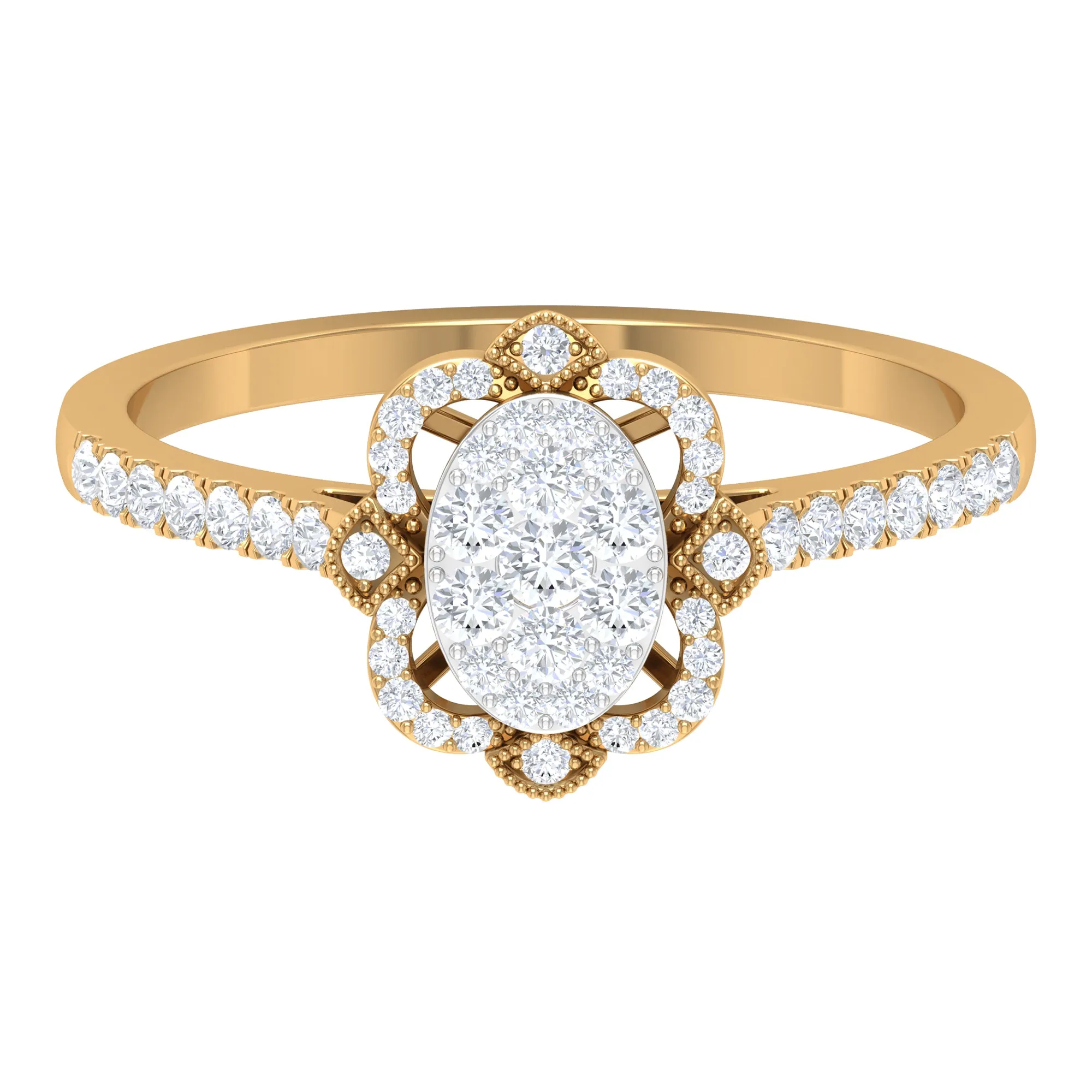 3/4 CT Diamond Solitaire Illusion Art Deco Ring