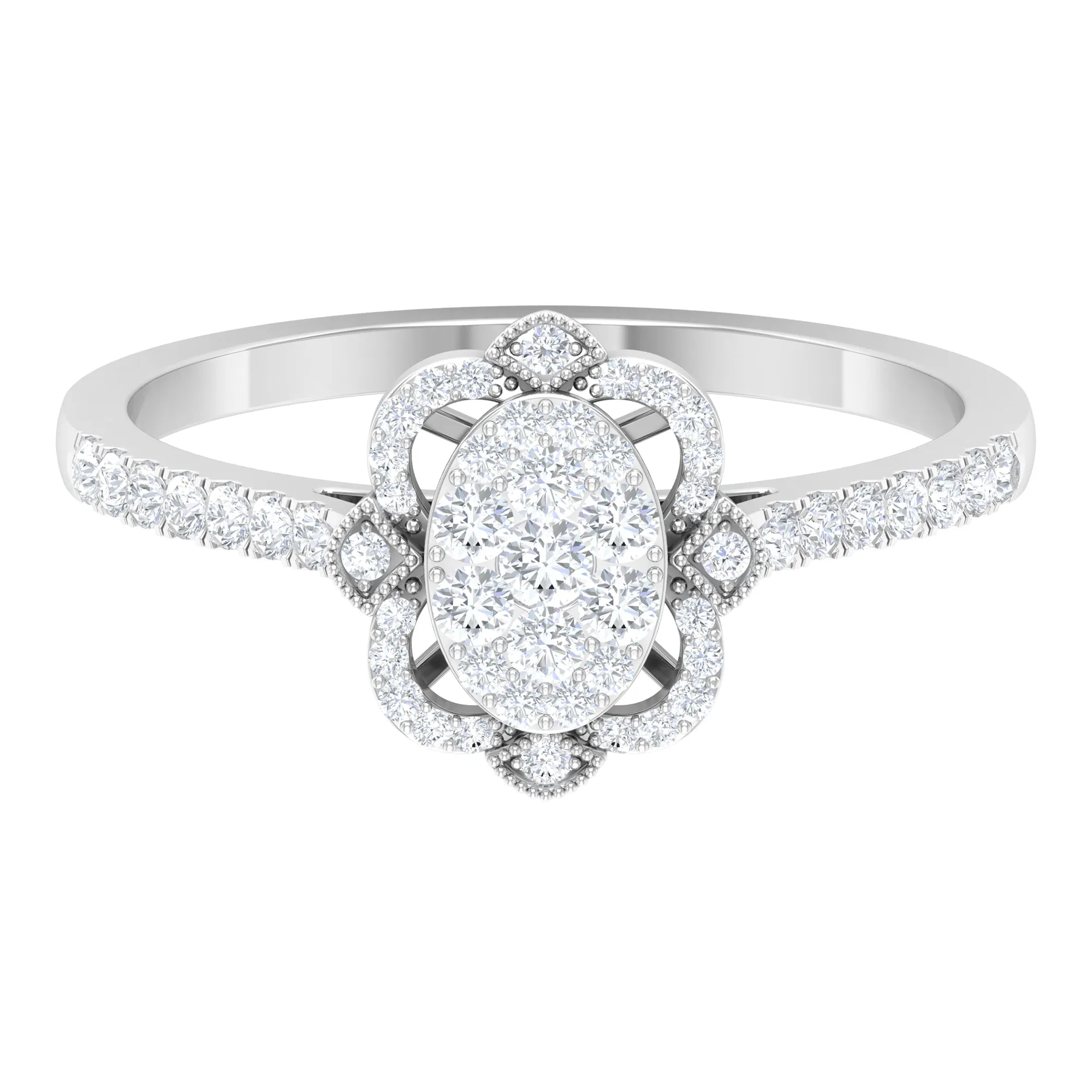 3/4 CT Diamond Solitaire Illusion Art Deco Ring