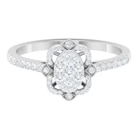 3/4 CT Diamond Solitaire Illusion Art Deco Ring
