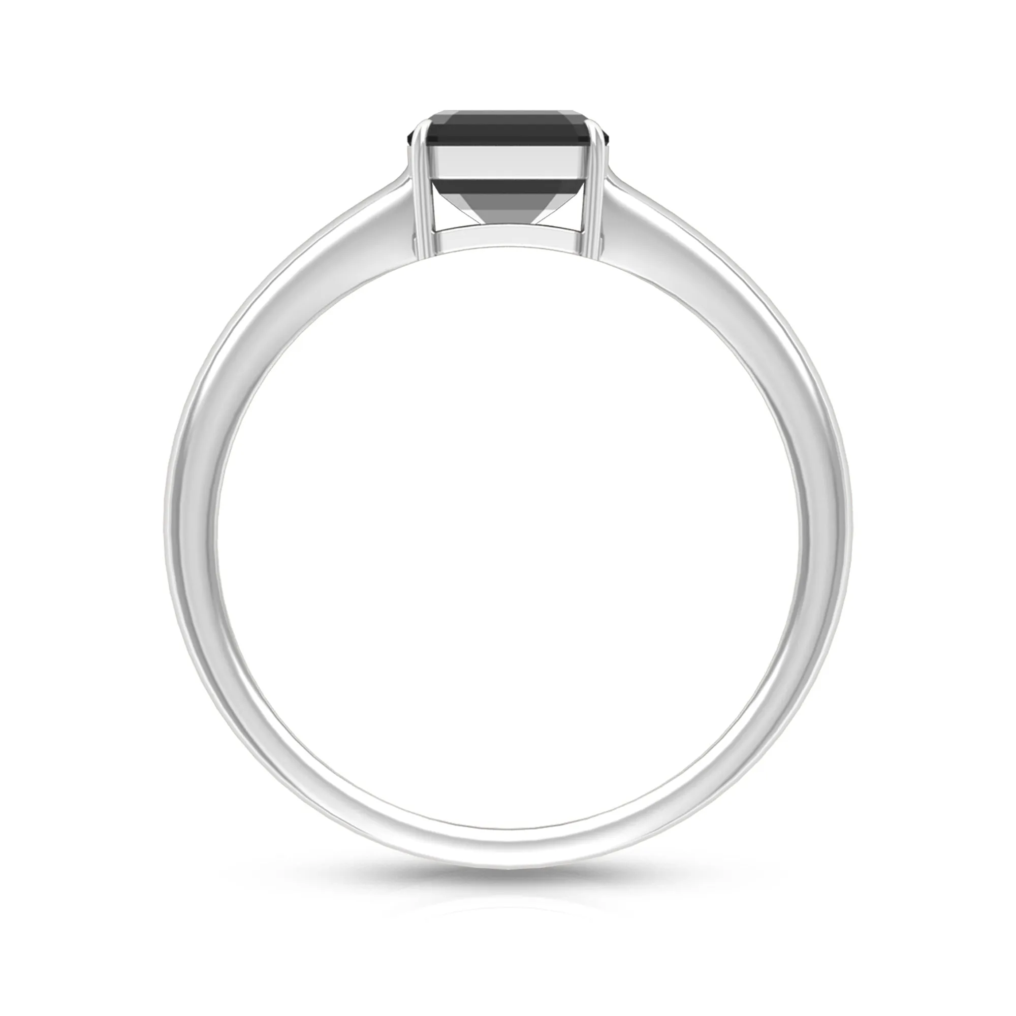 6 MM Asscher Cut Black Onyx Solitaire Ring for Women in Claw Setting with Gold Shank