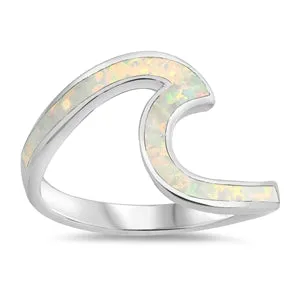 925 Silver Wave Ring With Blue Opal Inlay