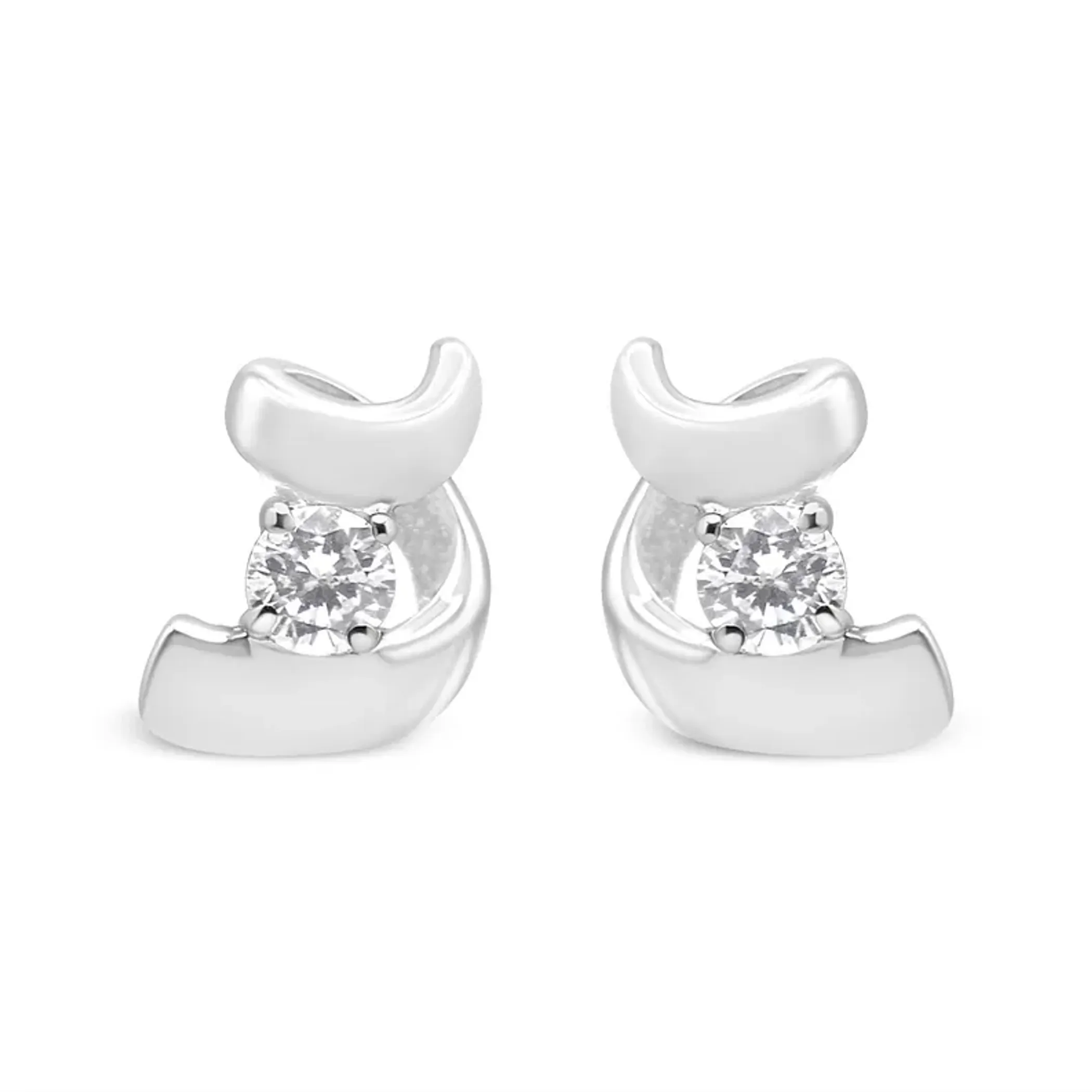 .925 Sterling Silver Round Cut Diamond Fashion Earrings (0.10 cttw, I-J Color, I2-I3 Clarity)