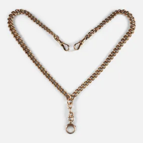 9ct Rose Gold Graduating Double Albert Watch Chain - 44.1g