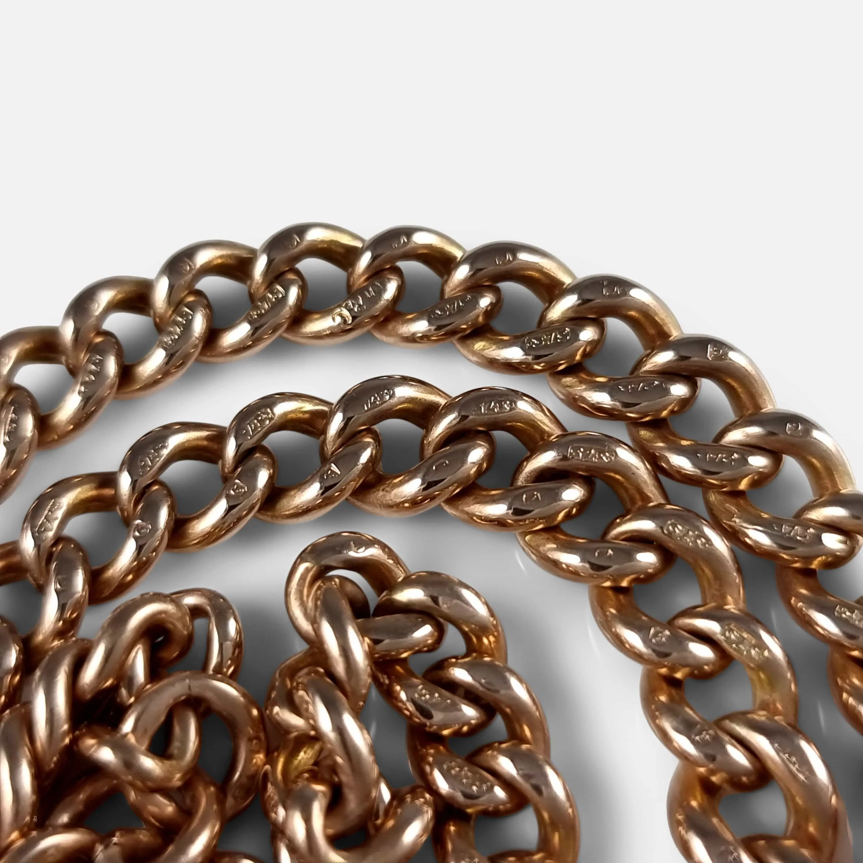 9ct Rose Gold Graduating Double Albert Watch Chain - 44.1g