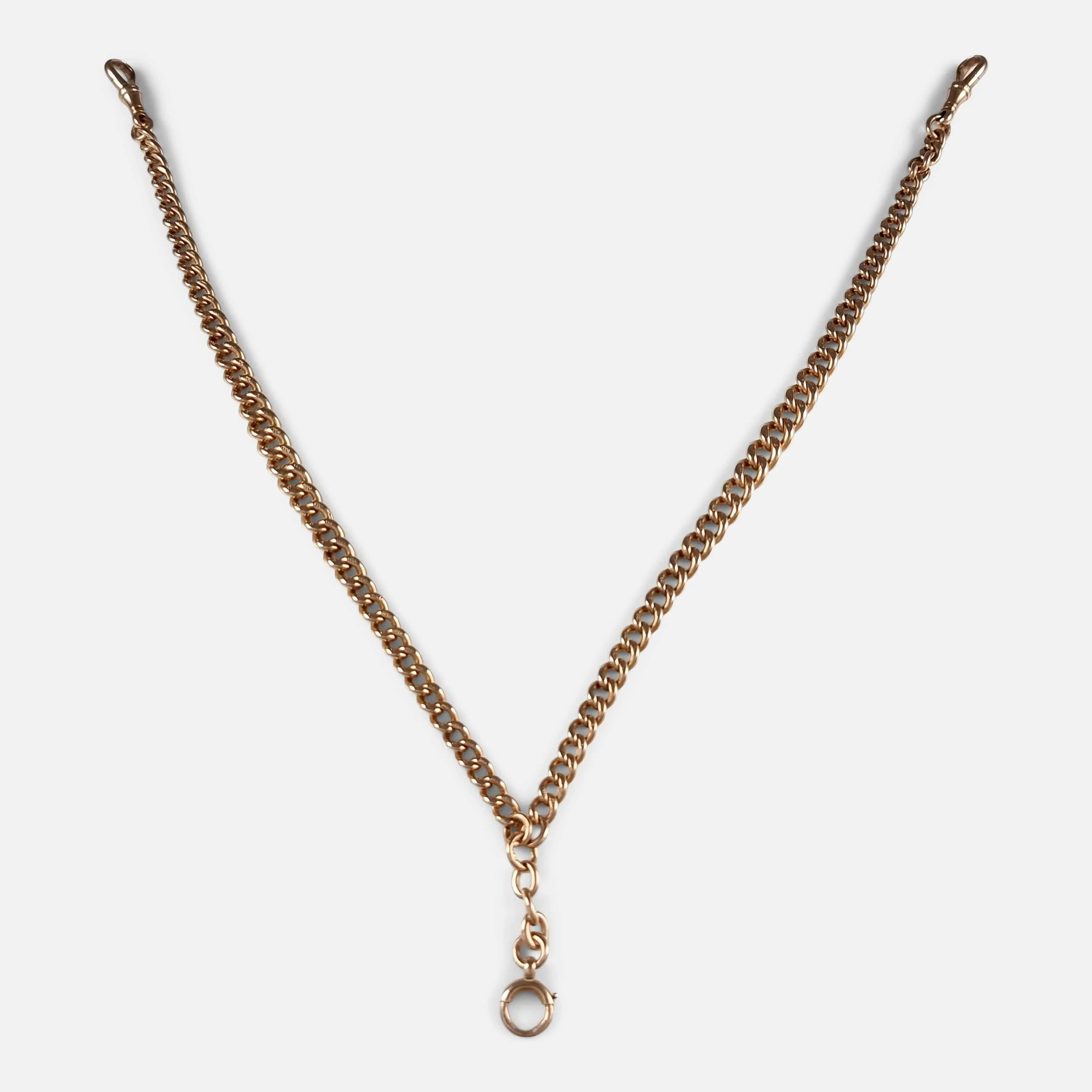 9ct Rose Gold Graduating Double Albert Watch Chain - 44.1g