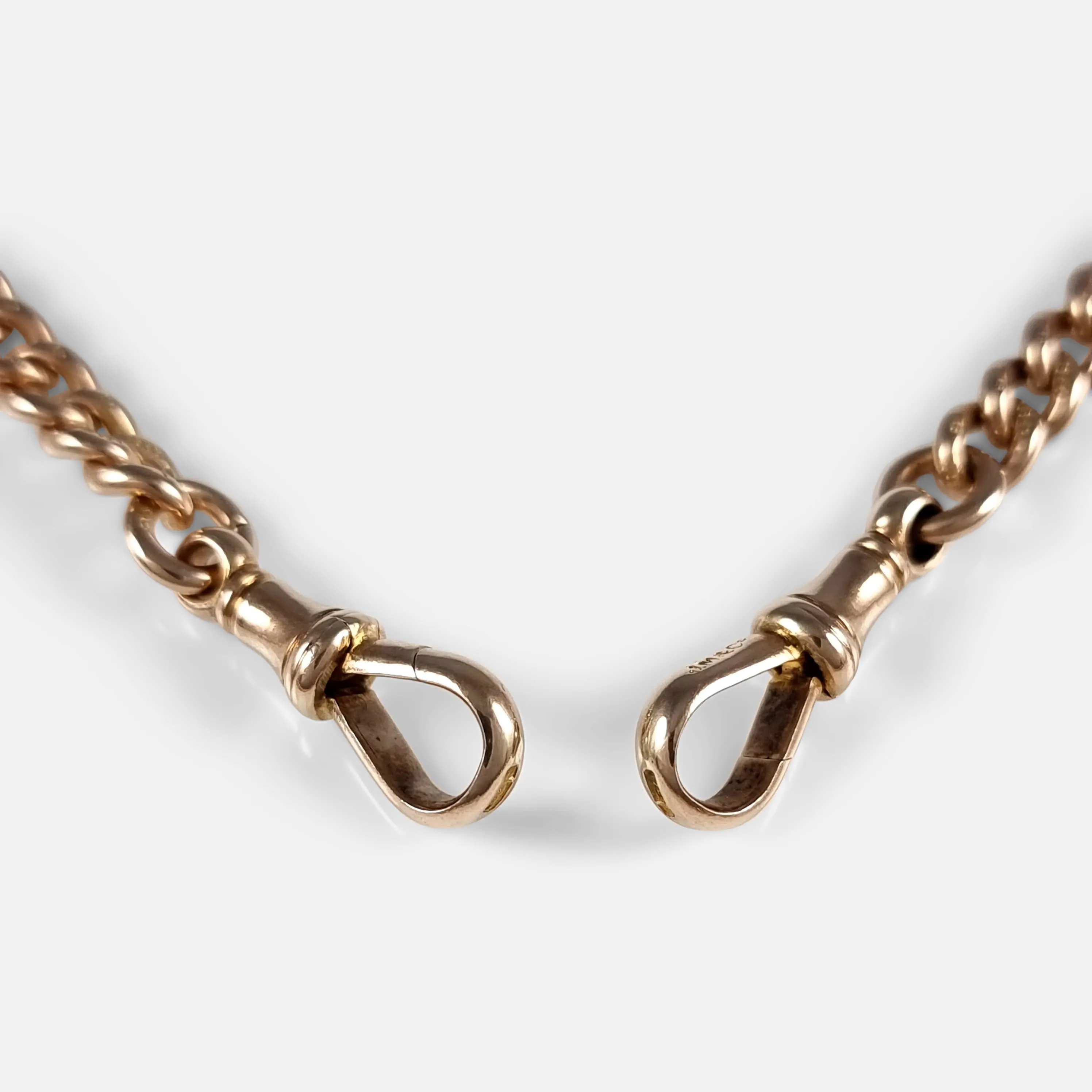 9ct Rose Gold Graduating Double Albert Watch Chain - 44.1g