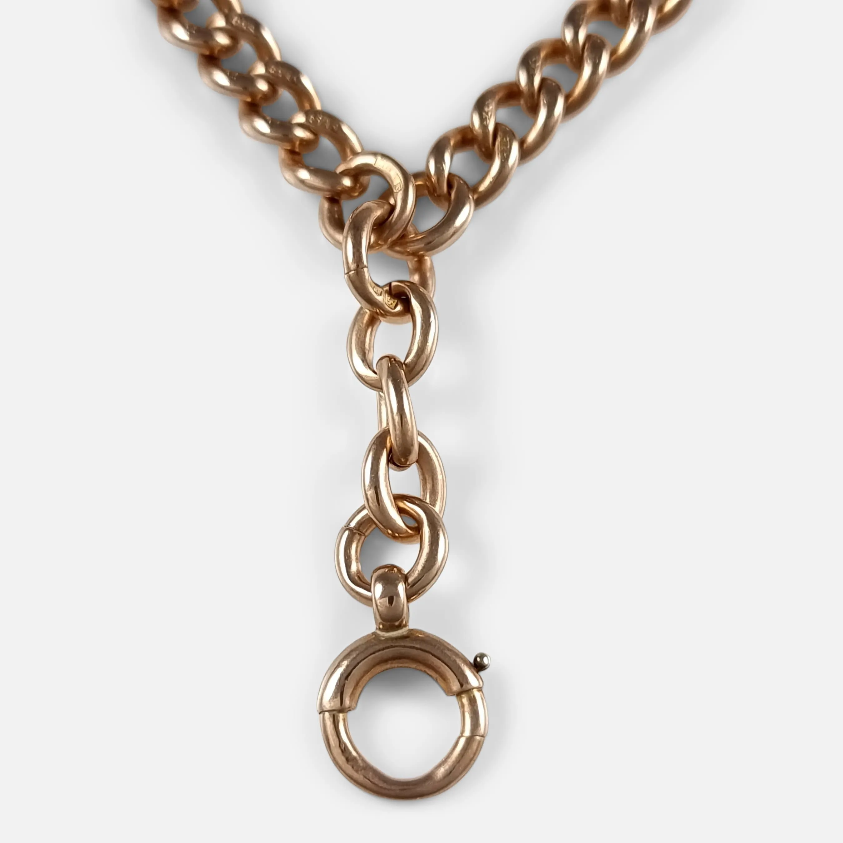 9ct Rose Gold Graduating Double Albert Watch Chain - 44.1g