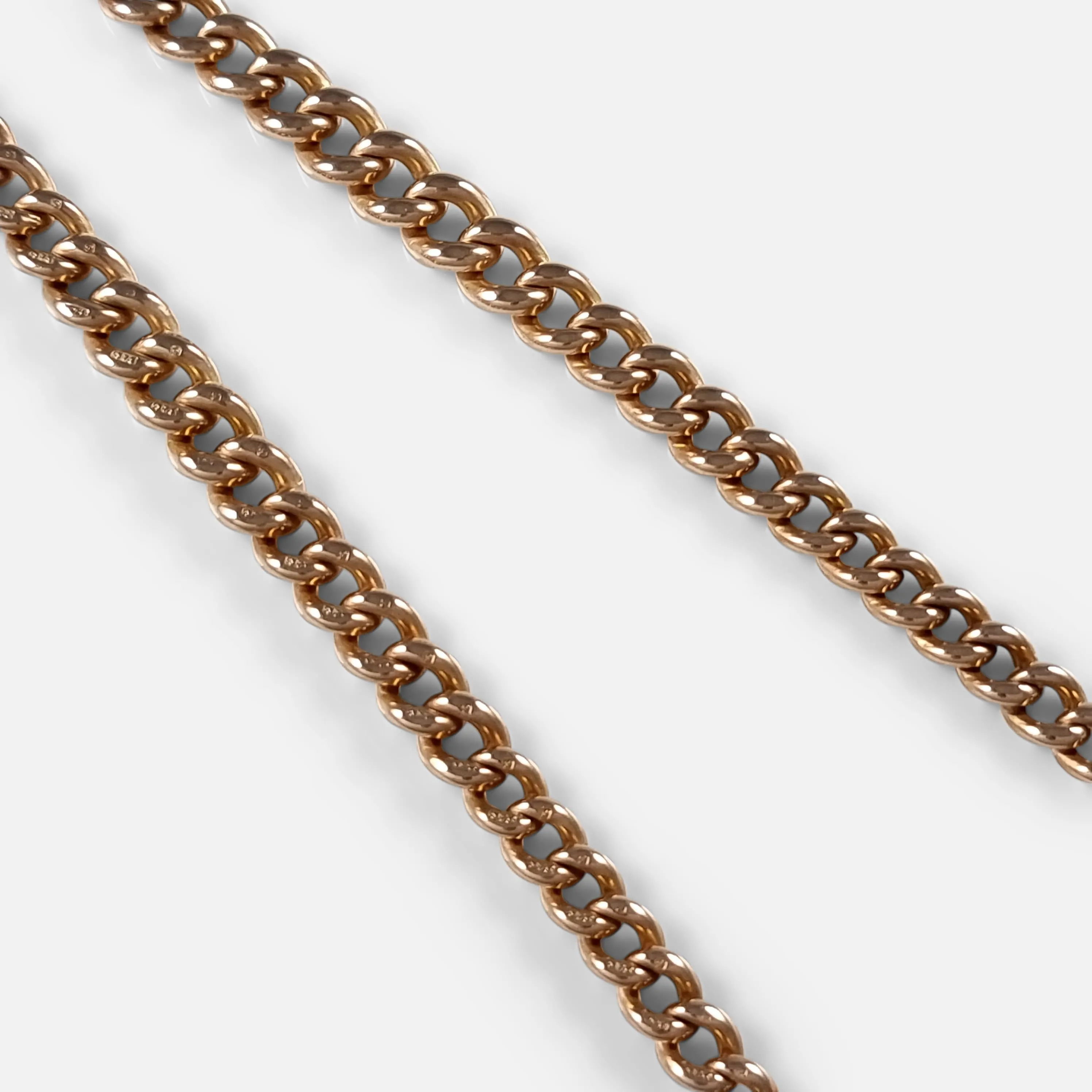 9ct Rose Gold Graduating Double Albert Watch Chain - 44.1g