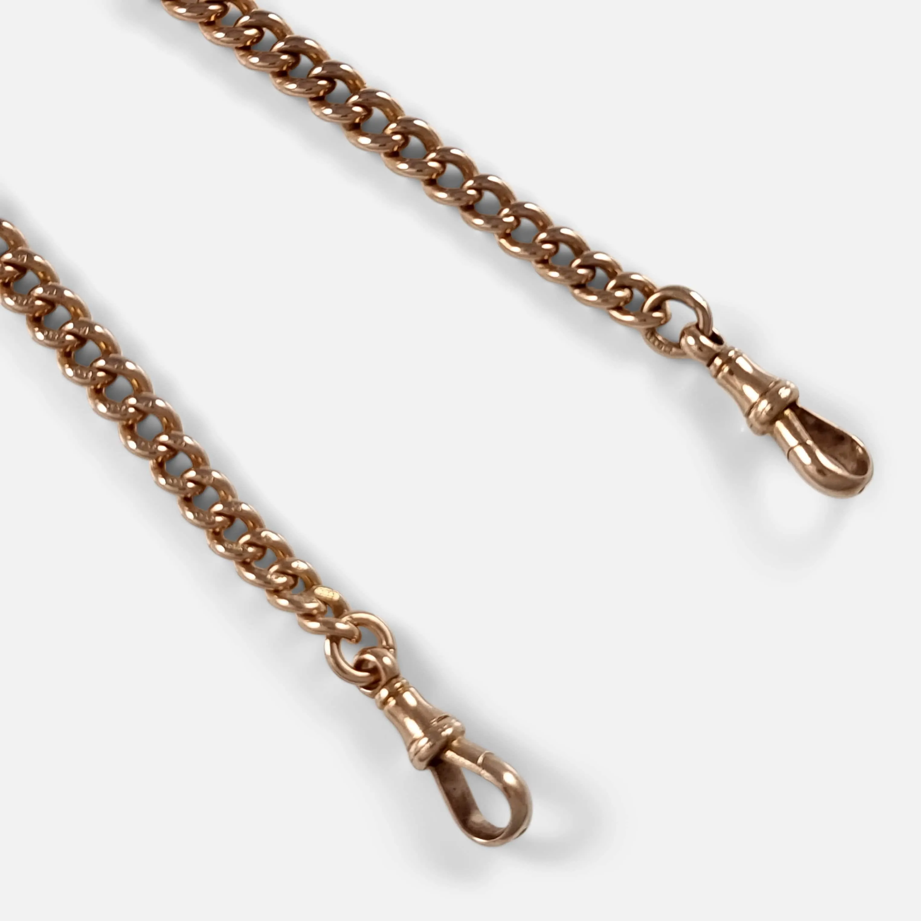 9ct Rose Gold Graduating Double Albert Watch Chain - 44.1g
