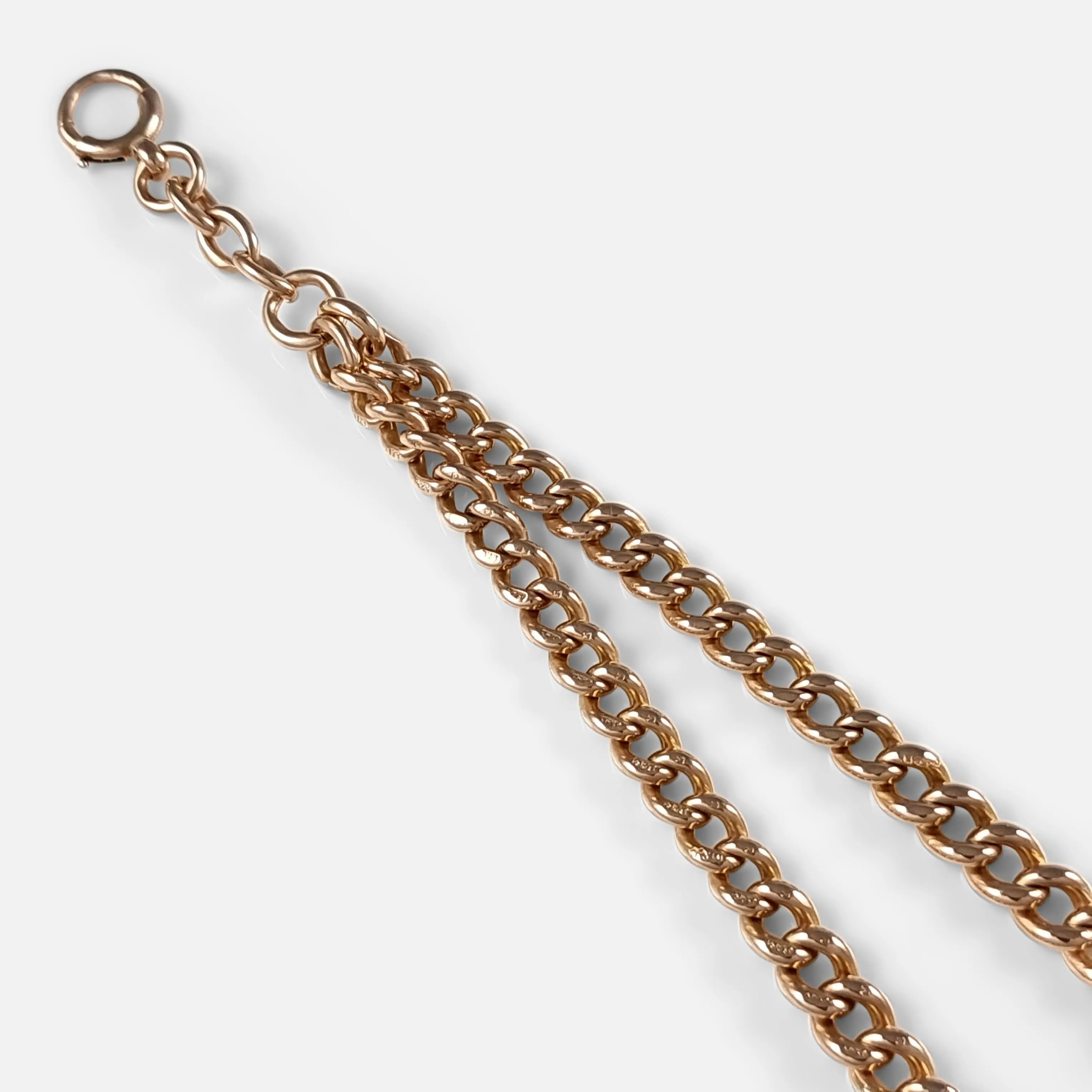9ct Rose Gold Graduating Double Albert Watch Chain - 44.1g