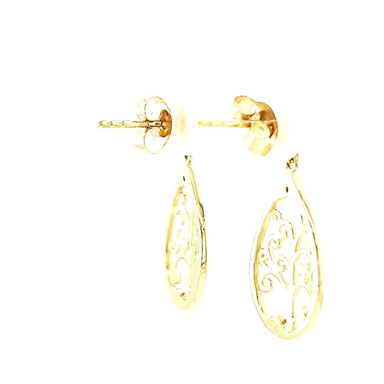 9ct Yellow Gold Diamond Set Tree of Life  Drop Earrings