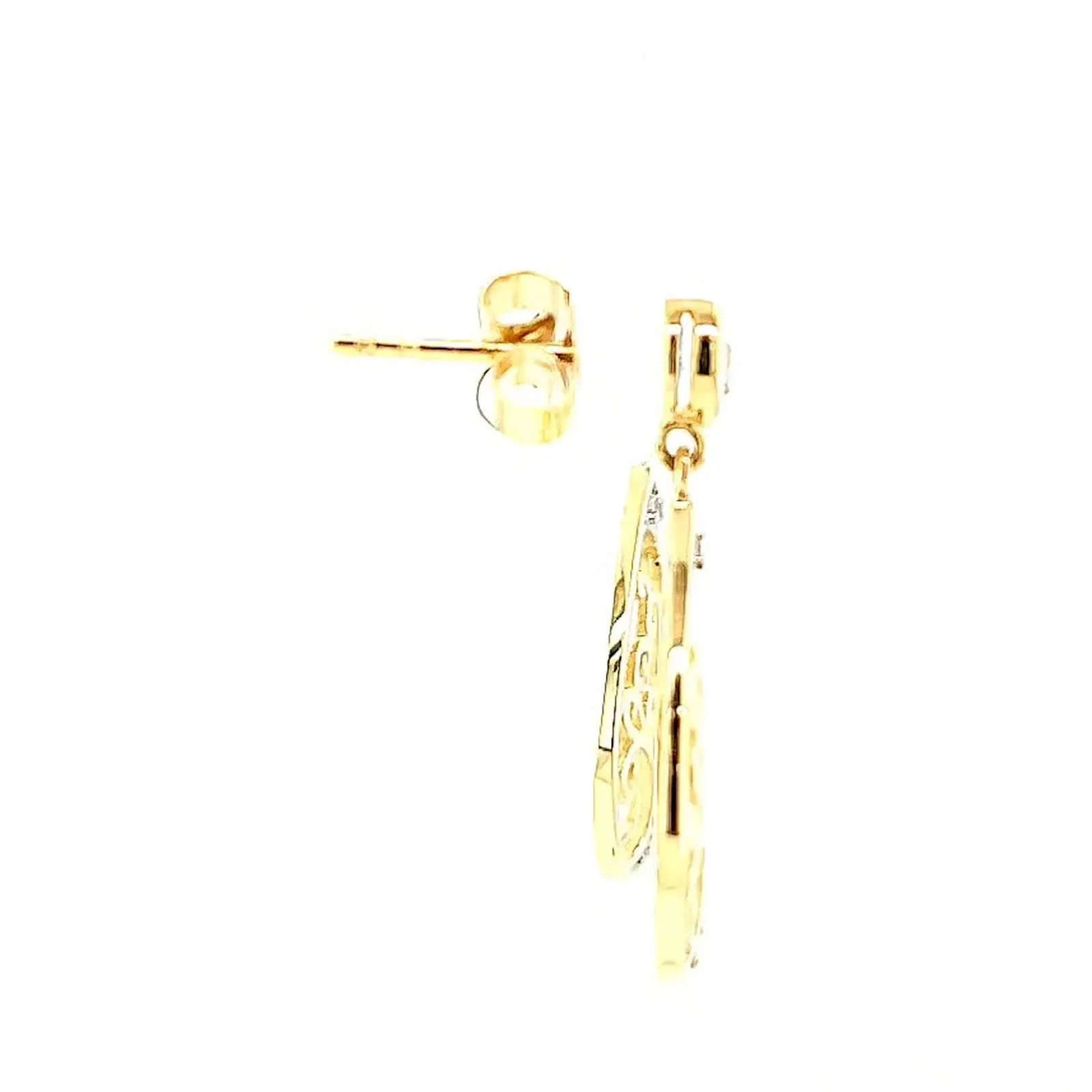 9ct Yellow Gold Diamond Set Tree of Life  Drop Earrings