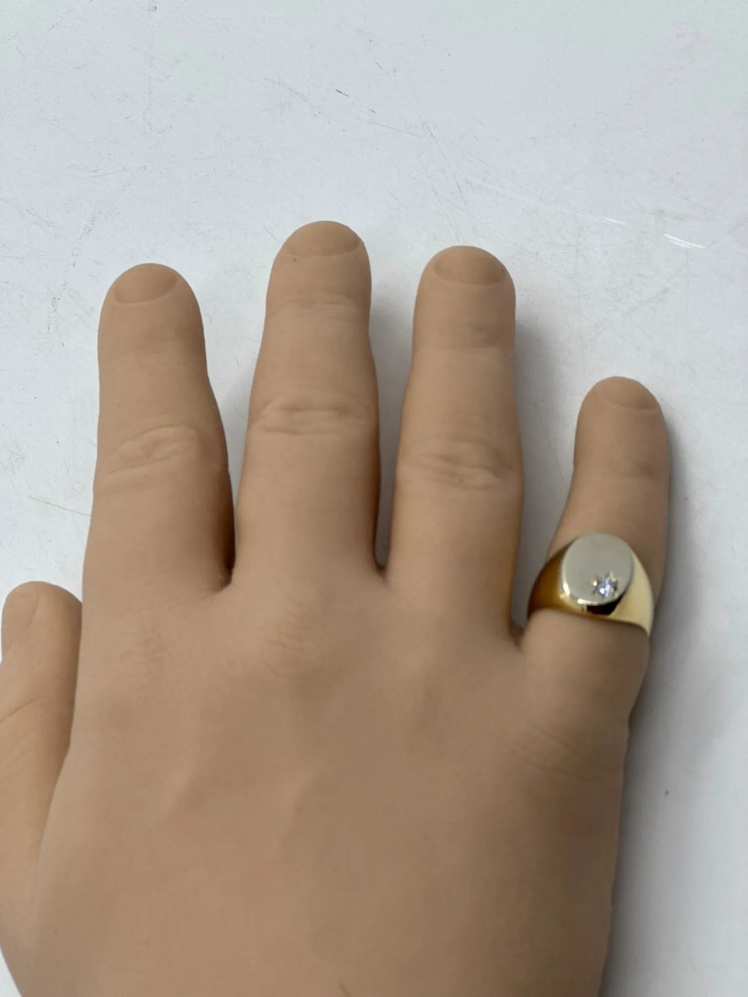 9ct Yellow Gold, Onyx and Diamond Ring