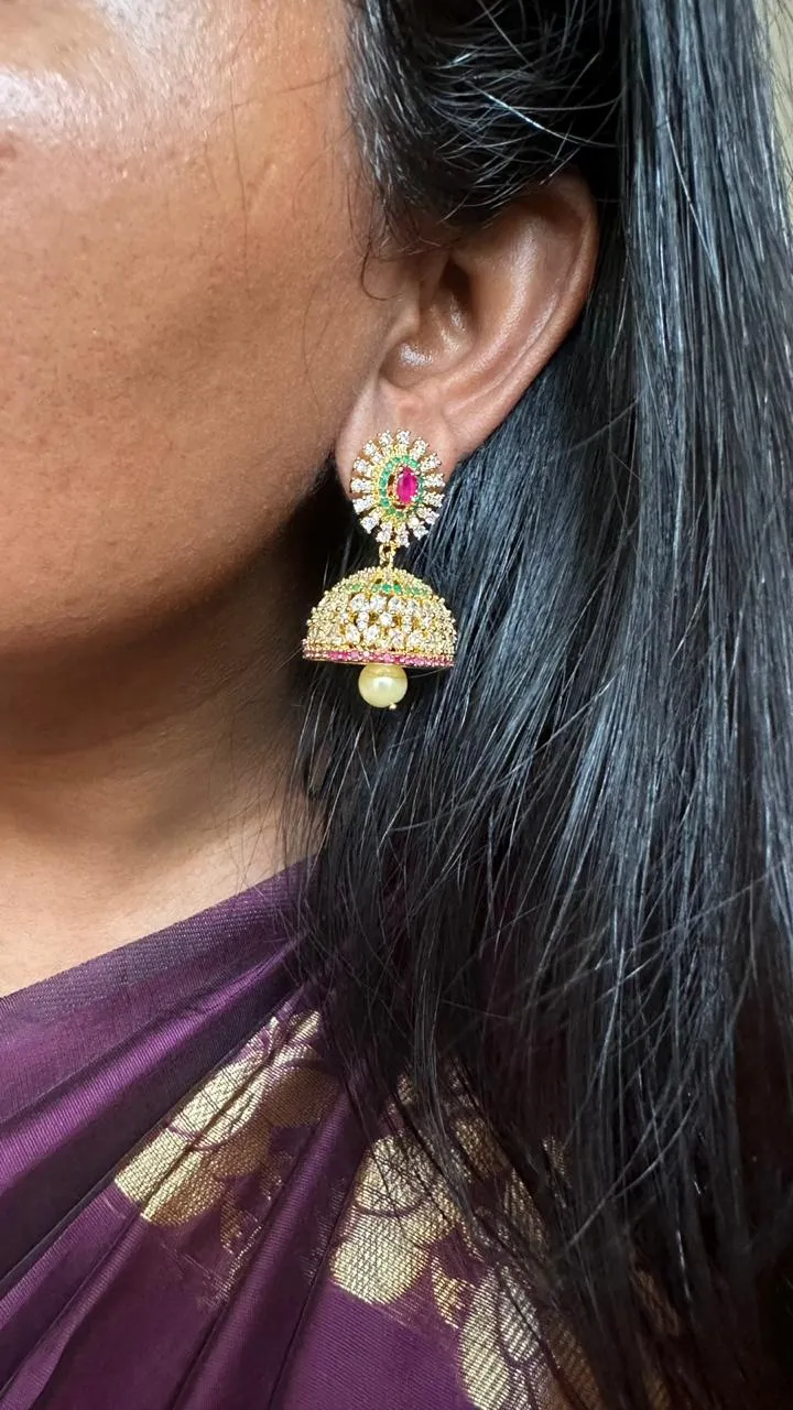 AD Stone Multistone Chakra Jhumka