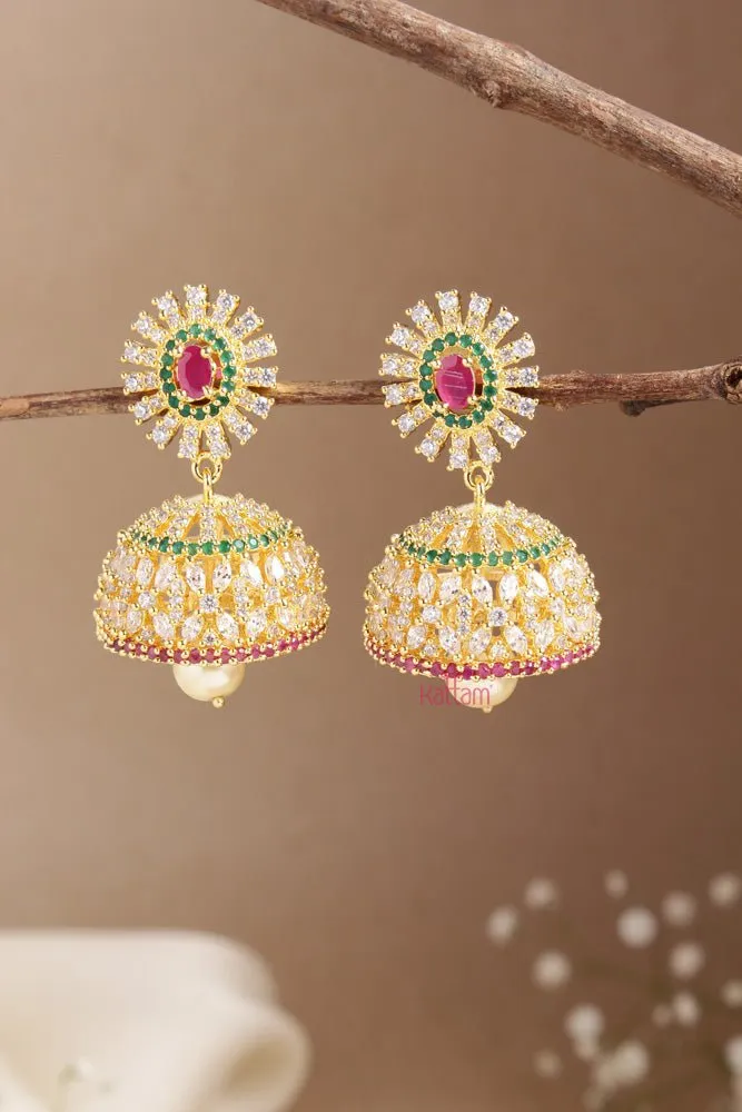 AD Stone Multistone Chakra Jhumka