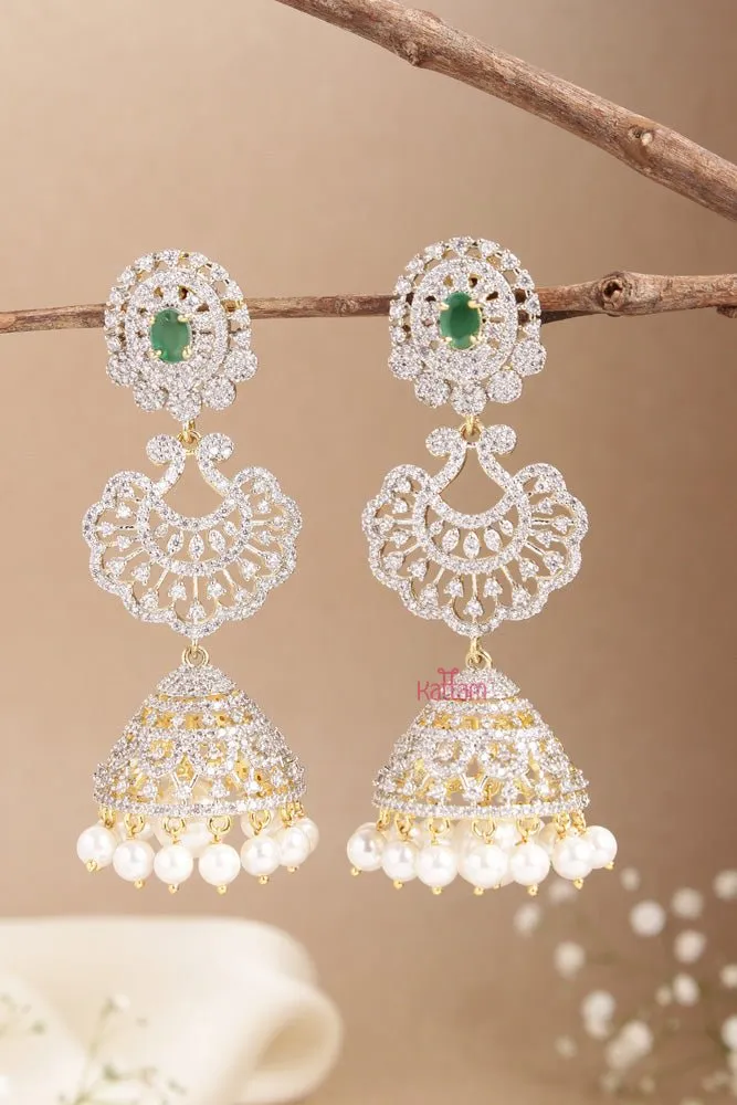 AD Stone Peacock Green Jhumka