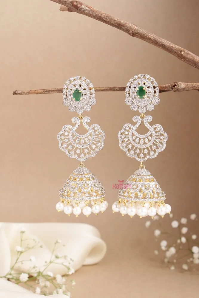AD Stone Peacock Green Jhumka