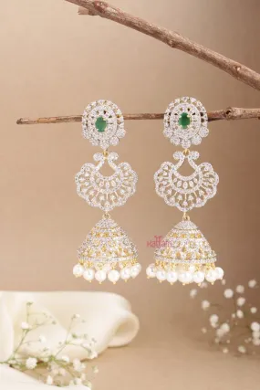 AD Stone Peacock Green Jhumka