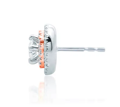 A.JAFFE ART DECO DOUBLE HALO ROSE GOLD DIAMOND EARRINGS