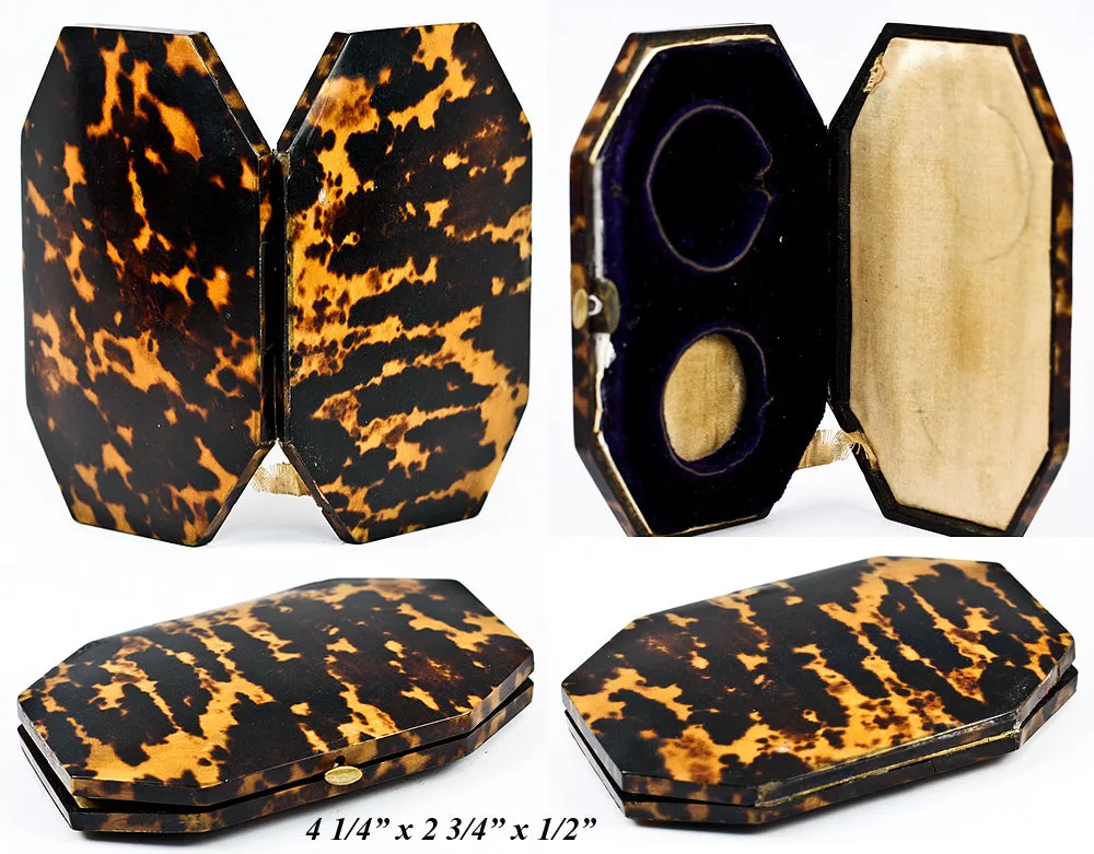 Antique French Tortoise Shell Pocket Watch Case, Etui, Box for 31mm Enamel Watch