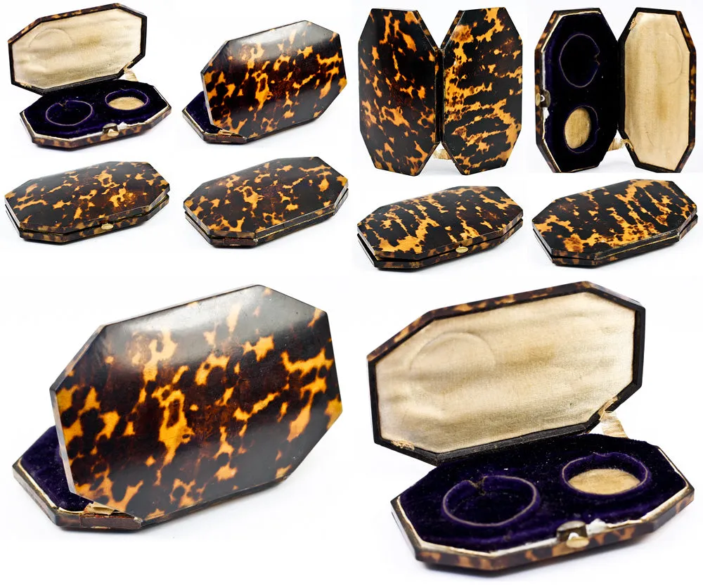 Antique French Tortoise Shell Pocket Watch Case, Etui, Box for 31mm Enamel Watch