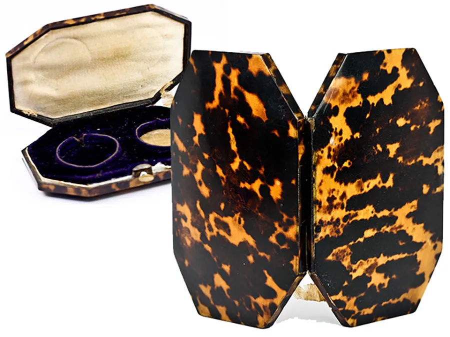 Antique French Tortoise Shell Pocket Watch Case, Etui, Box for 31mm Enamel Watch