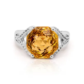 Anzar Concave Citrine Ring in Sterling Silver